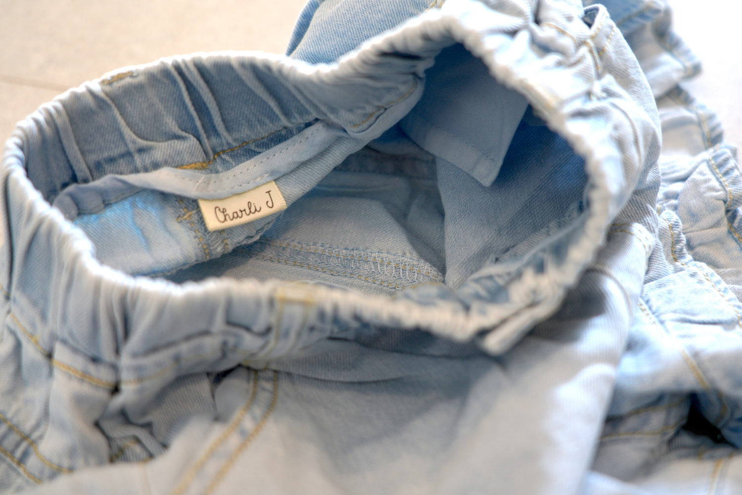 Stylish Floral Hem Denim Shorts